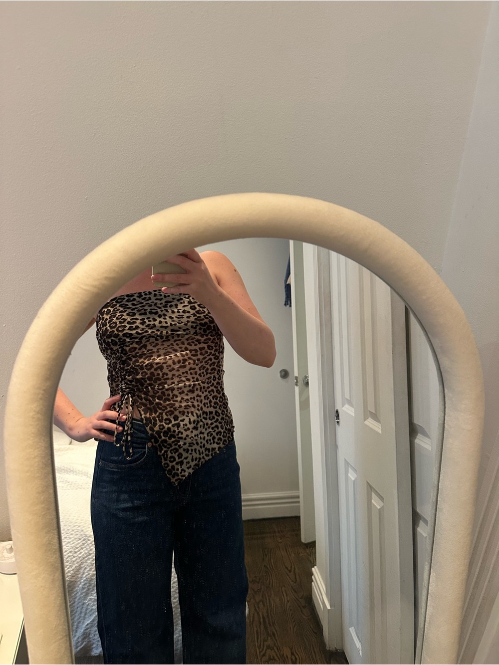 Urban Outfitters Leopard Print Strapless Asymmetric Top - Brown & Black